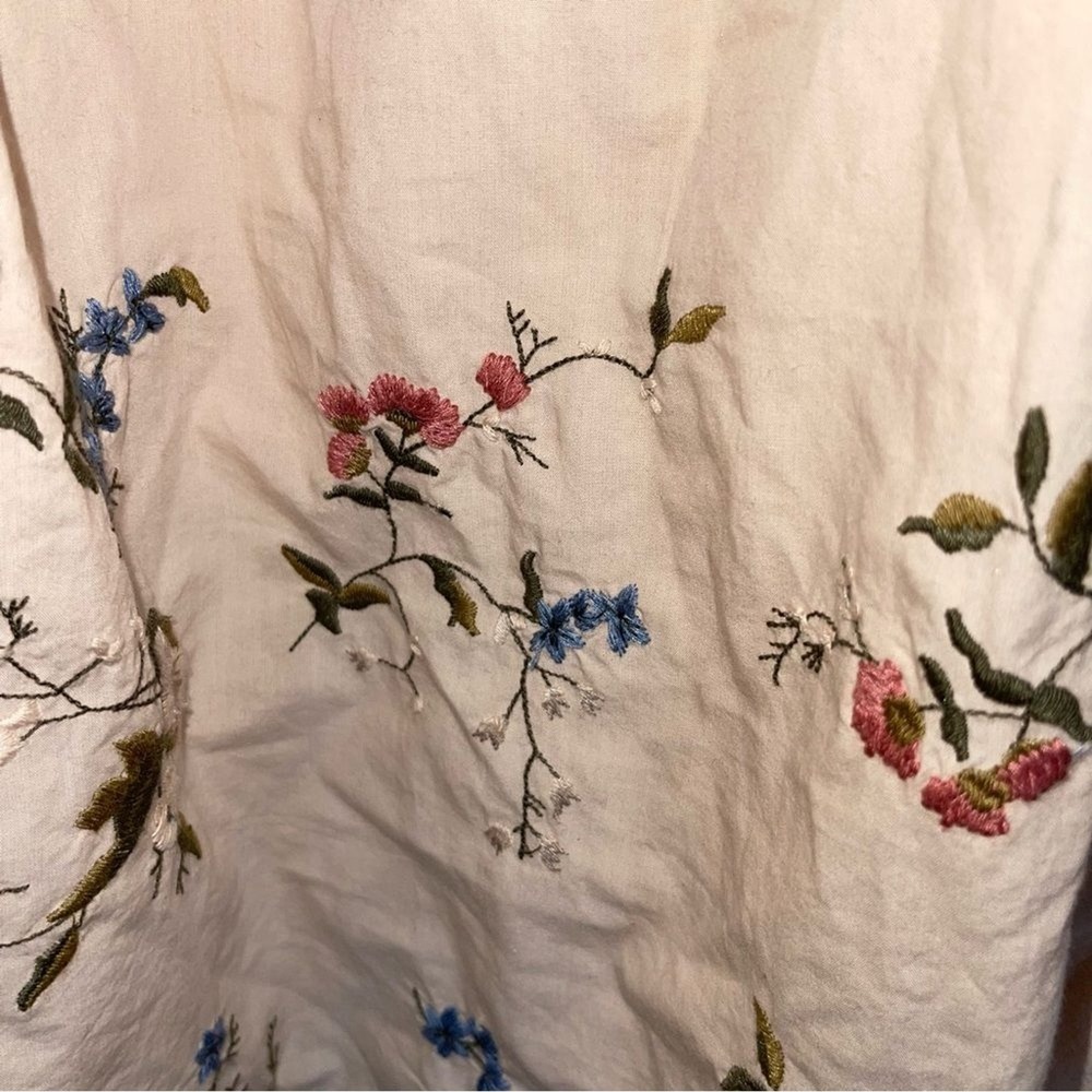 Anthropologie embroidered long sleeve mini floral peasant baby doll dress XS - Picture 14 of 15